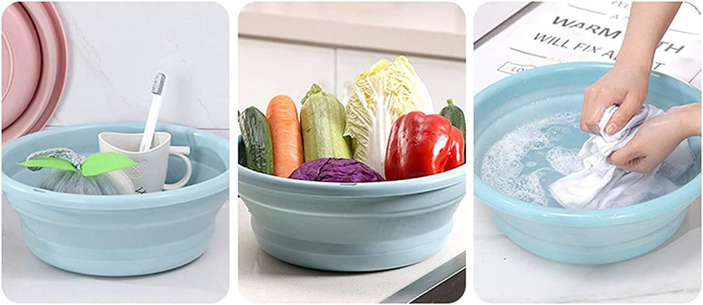 10" Multi-Purpose Collapsible Dish Tub Bowl Bpa-Free round Lightweight Collapsible Wash Basin (Green)