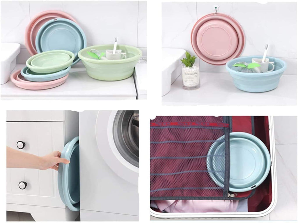 10" Multi-Purpose Collapsible Dish Tub Bowl Bpa-Free round Lightweight Collapsible Wash Basin (Green)
