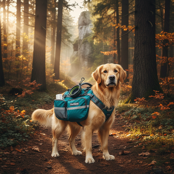 PawWarm dog hiking pack on trail